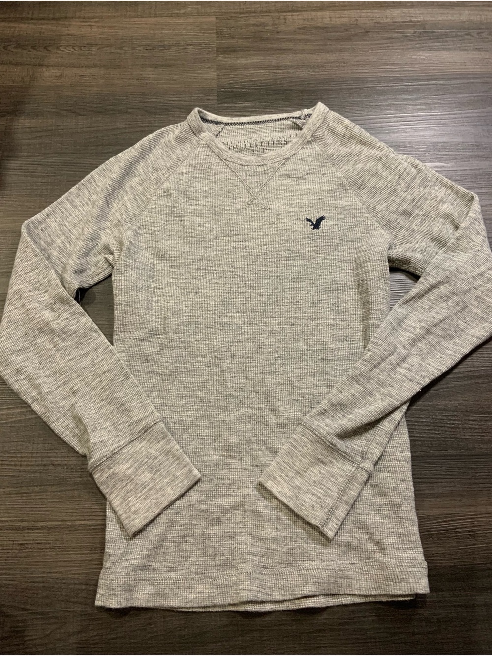 American Eagle Outfitters Heather Gray Thermal Long Sleeve Crew